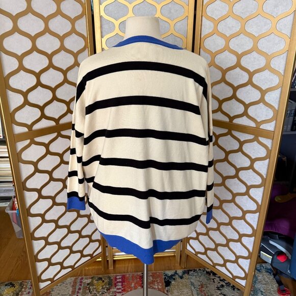 IV House Size L/XL Blue Black White Striped Oversized Boyfriend Cardigan Sweater - Picture 5 of 15